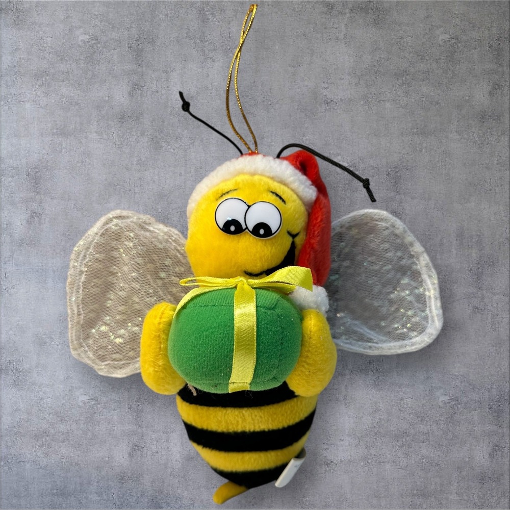 Kurt S Adler Plush Bee Christmas Ornament Santa Hat Gift‎ Decoration